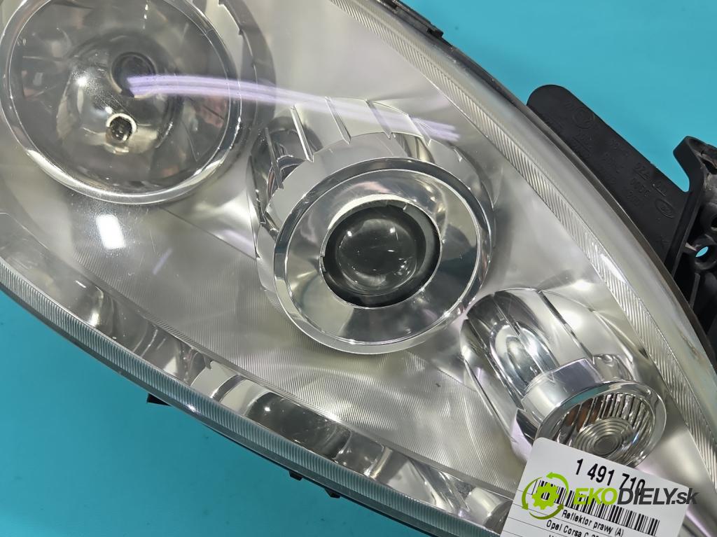 Opel Corsa C 2000-2006 1.2 16V 80 HP manual 59 kW 1229 cm3 3- Reflektor: pravý 0096726 (Svetlo predné pravé)