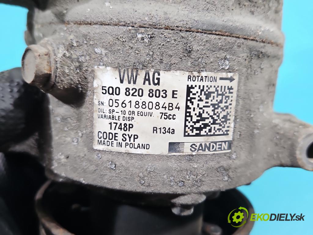 Skoda Rapid 2012-2019 1.6 tdi 90 HP manual 66 kW 1598 cm3 5- Kompresor: klimatizácie 5Q0820803E (Kompresor klimatizácie)