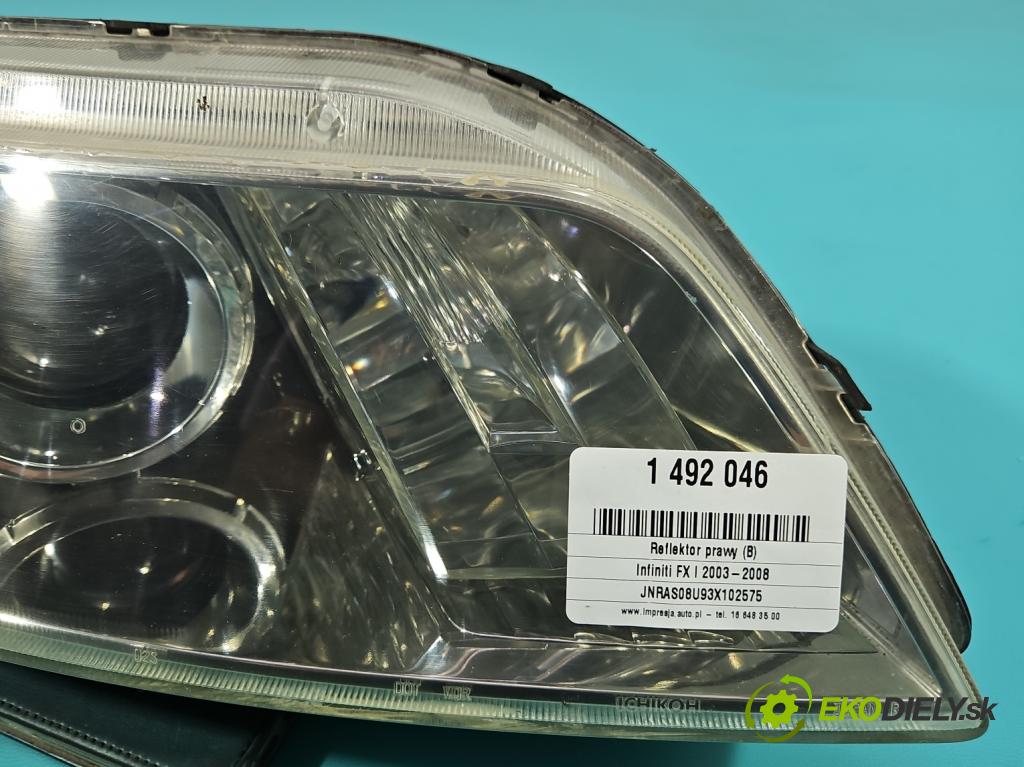 Infiniti FX I 2003-2008 3.5 V6 280KM: automatic 206 kW 3498 cm3 5- Reflektor: pravý (Svetlo predné pravé)