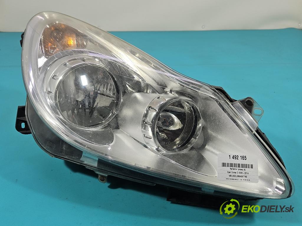 Opel Corsa D 2006-2014 1.2 16V 80 HP manual 59 kW 1229 cm3 5- Reflektor: pravý 13186382 (Svetlo predné pravé)