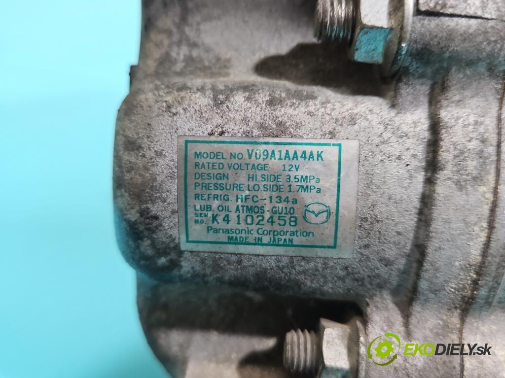 Mazda 2 II 2007-2014 1.3 16V 75 HP manual 55 kW 1349 cm3 5- Kompresor: klimatizácie V09A1AA4AK (Kompresor klimatizácie)