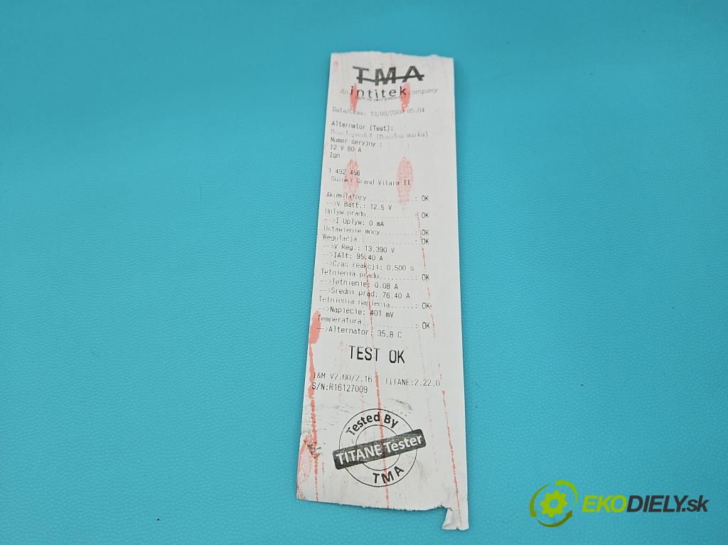 Suzuki Grand Vitara II 2005-2014 2.0 16V 140 HP manual 103 kW 1995 cm3 5- Alternator 31400-65J1 (Alternátor)