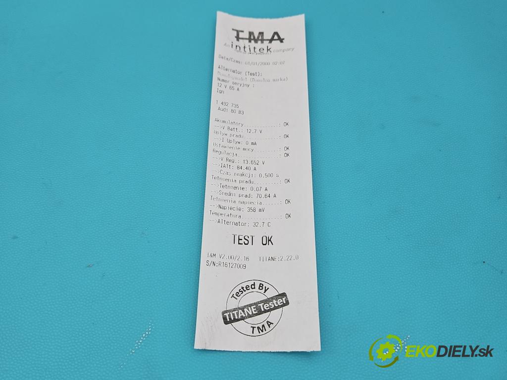 Audi 80 B3 1986-1991 1.8 90 HP manual 66 kW 1781 cm3 4- Alternator 026903015A (Alternátor)