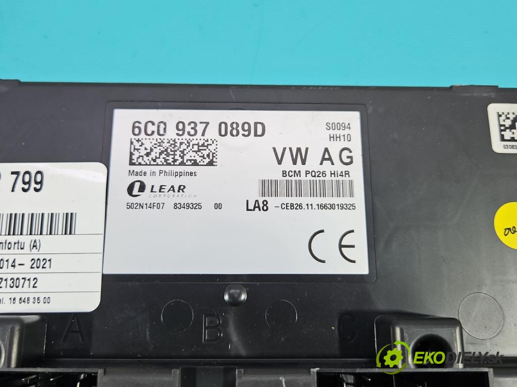Skoda Fabia III 2014- 2021 1.2 TSI 90 hp manual 66 kW 1197 cm3 5- řídící jednotka komfortu 6C0937089D