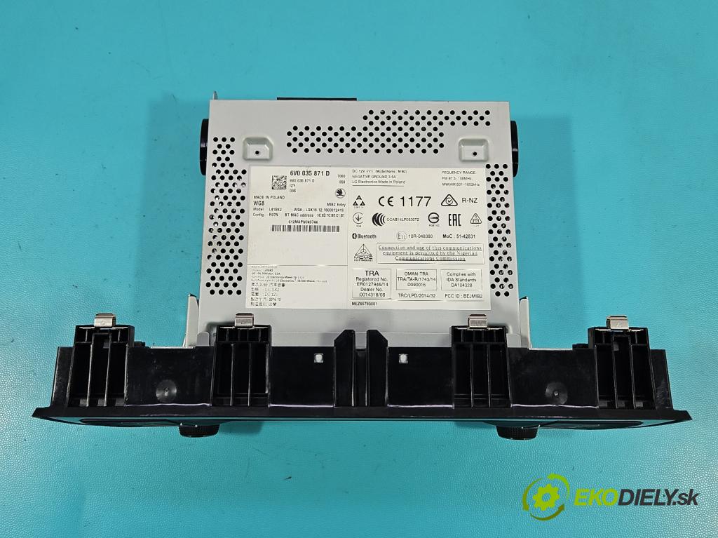 Skoda Fabia III 2014- 2021 1.2 TSI 90 HP manual 66 kW 1197 cm3 5- Radio originál 6V0035871D