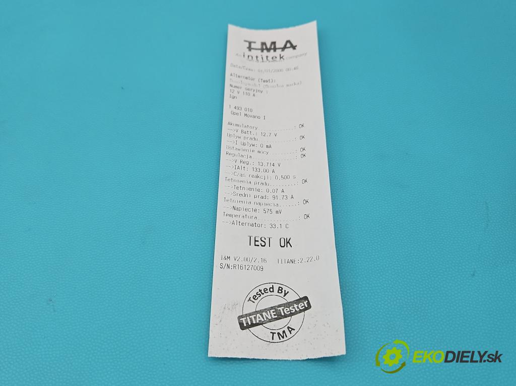 Opel Movano I 1999-2003 2.8 TD 114 HP manual 84 kW 2799 cm3 5- Alternator  (Alternátor)