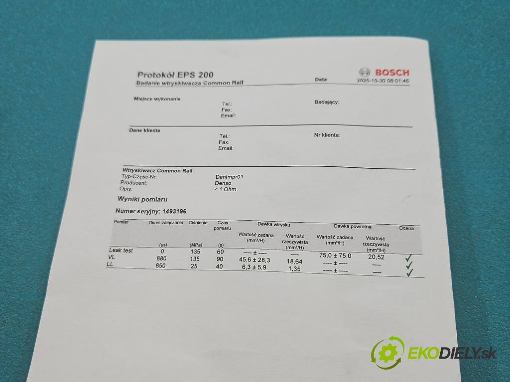 Toyota Corolla E12 2001-2009 2.0 D4D 90 hp manual 66 kW 1995 cm3 5- vstřikovač 23670-27020 (Vstřikovač paliva)