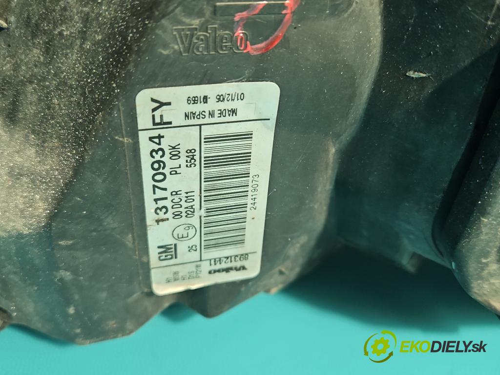 Opel Vectra C 2002-2008 3.2 V6 211KM automatic 155 kW 3175 cm3 5- Reflektor: pravý 13170934 (Svetlo predné pravé)