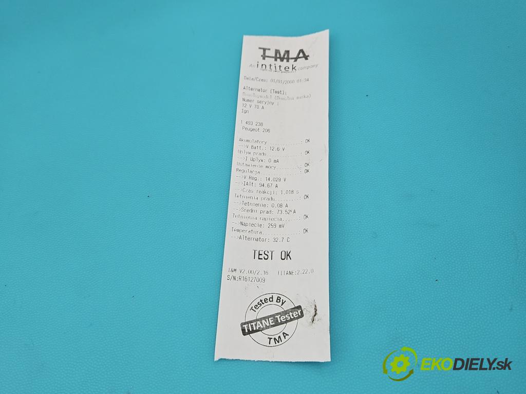 Peugeot 206 1.6 16V 109 HP manual 80 kW 1587 cm3 3- Alternator 9642879980 (Alternátor)