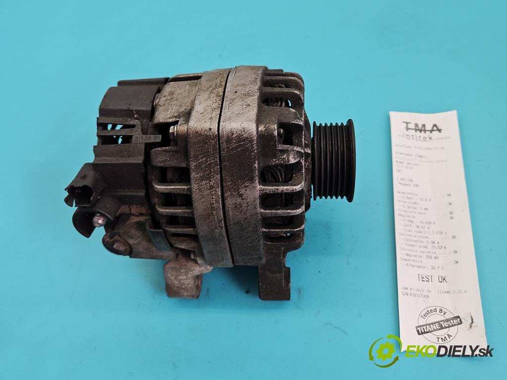Peugeot 206 1.6 16V 109 HP manual 80 kW 1587 cm3 3- Alternator 9642879980 (Alternátor)