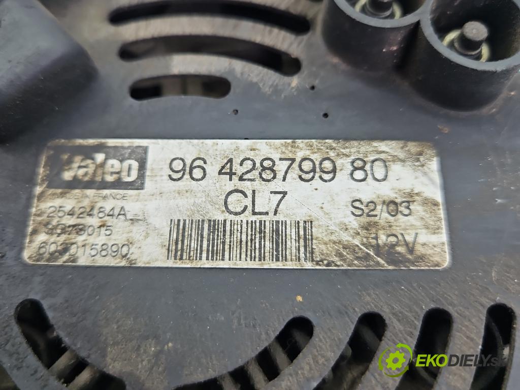 Peugeot 206 1.6 16V 109 HP manual 80 kW 1587 cm3 3- Alternator 9642879980 (Alternátor)