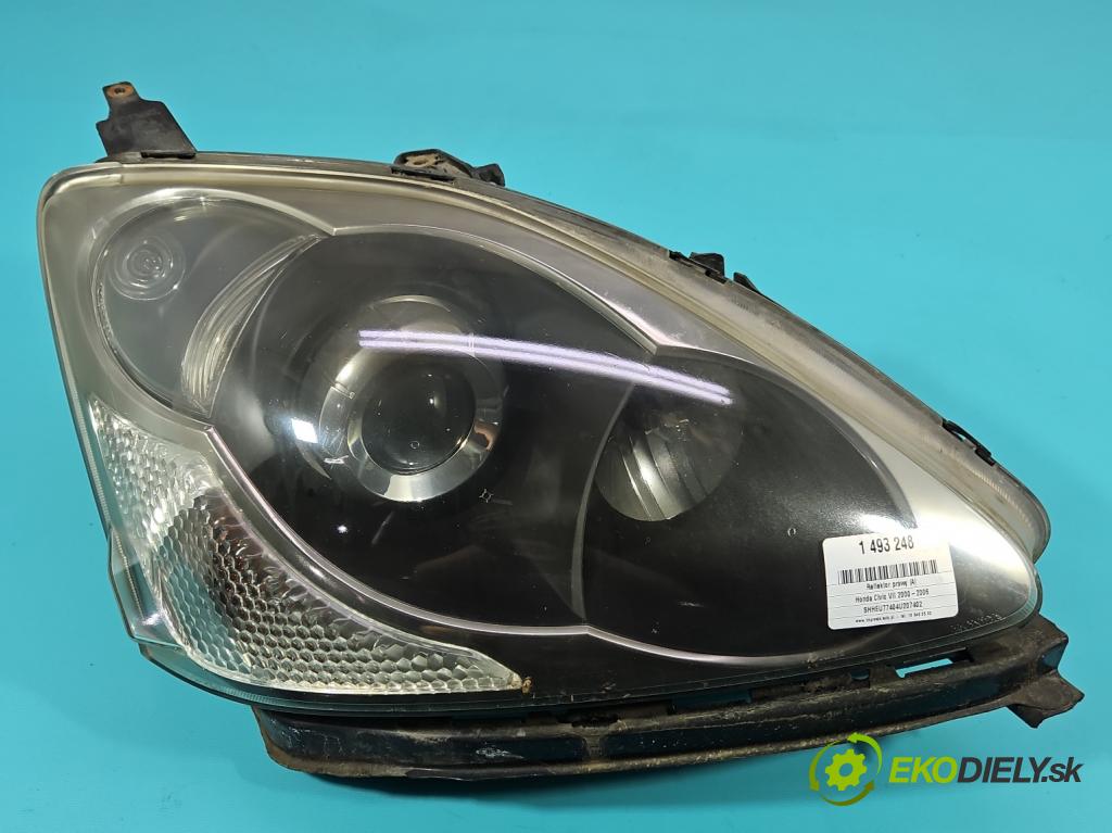 Honda Civic VII 2000-2006 1.4 16V 90 HP manual 66 kW 1396 cm3 5- Reflektor: pravý  (Svetlo predné pravé)