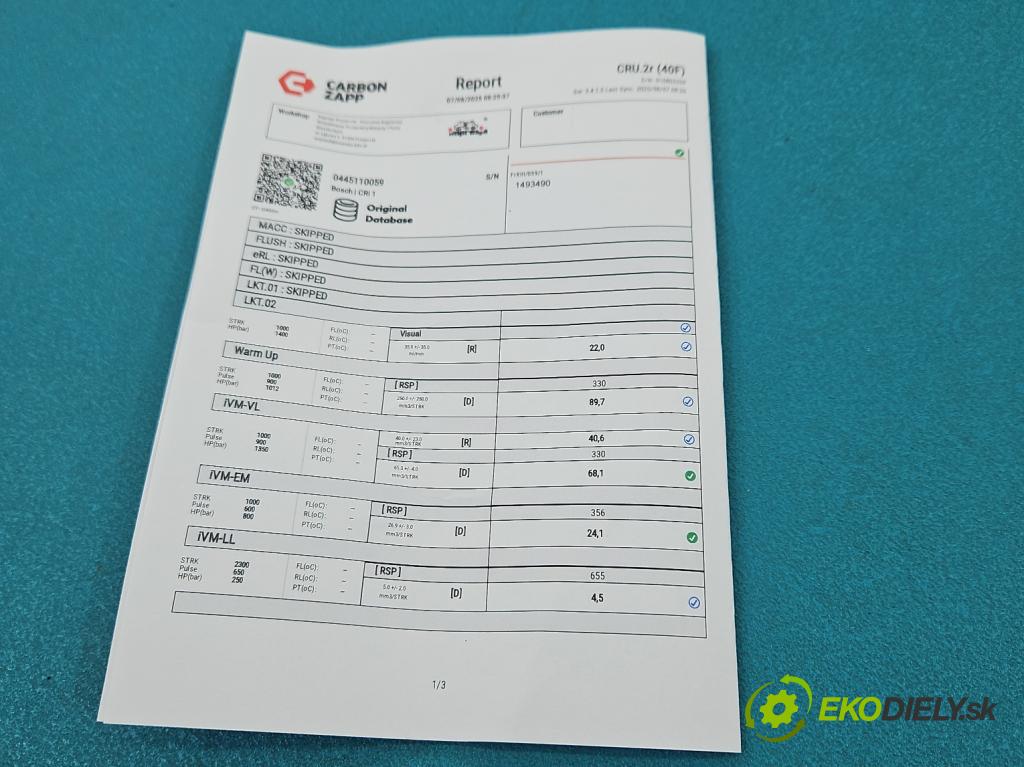 Chrysler Voyager IV 2000-2007 2.5 crdi 141 HP manual 104 kW 2499 cm3 5- vstrek 0445110059 (Vstrekovač paliva)