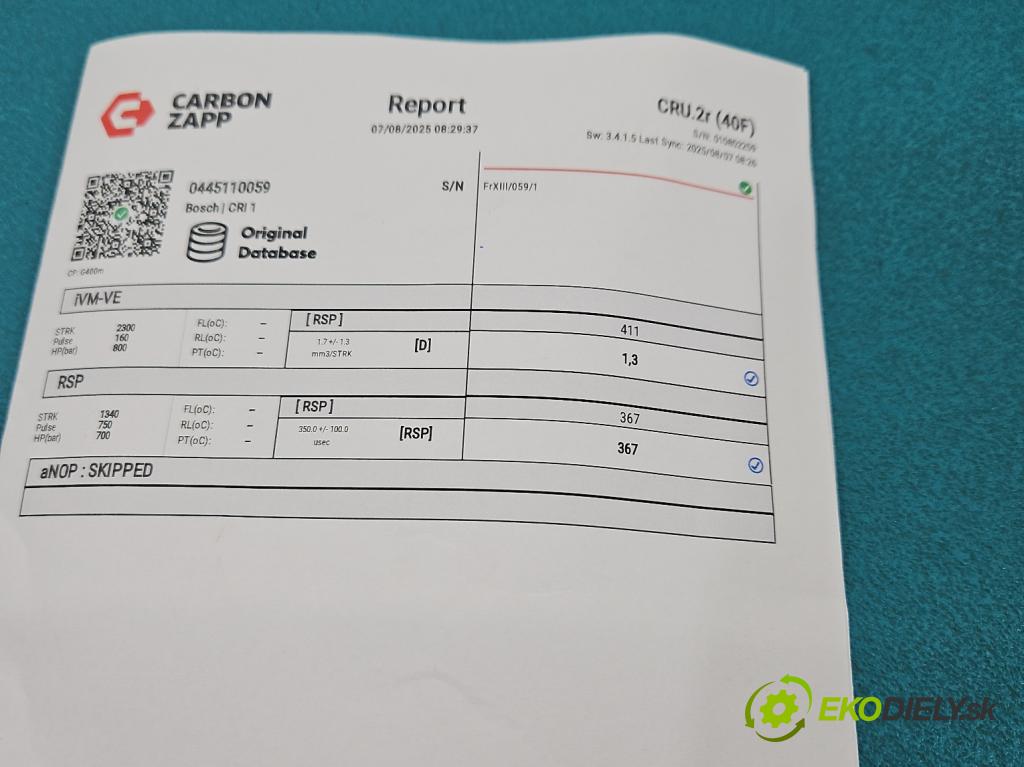 Chrysler Voyager IV 2000-2007 2.5 crdi 141 HP manual 104 kW 2499 cm3 5- vstrek 0445110059 (Vstrekovač paliva)