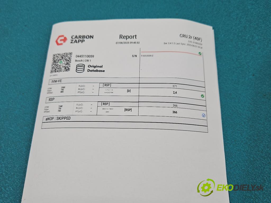 Chrysler Voyager IV 2000-2007 2.5 crdi 141 HP manual 104 kW 2499 cm3 5- vstrek 0445110059 (Vstrekovač paliva)