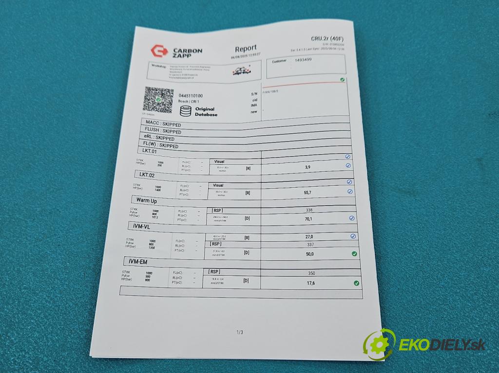 Chrysler Pt cruiser 2,2.0 CRD 121KM manual 89 kW 2148 cm3 5- vstrek 0445110100 (Vstrekovač paliva)