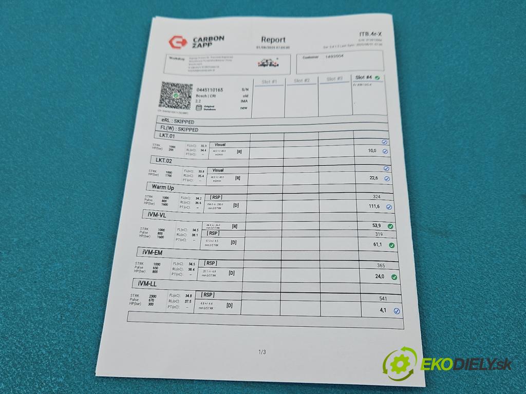 Opel Zafira B 2005-2014 1.9 CDTI 120 HP manual 88 kW 1910 cm3 5- vstrek 0445110165 (Vstrekovač paliva)