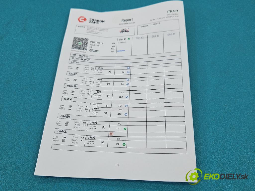 Citroen Berlingo II 2008-2018 1.6 HDi 90 HP manual 66 kW 1560 cm3 5- vstrek 0445110311 (Vstrekovač paliva)