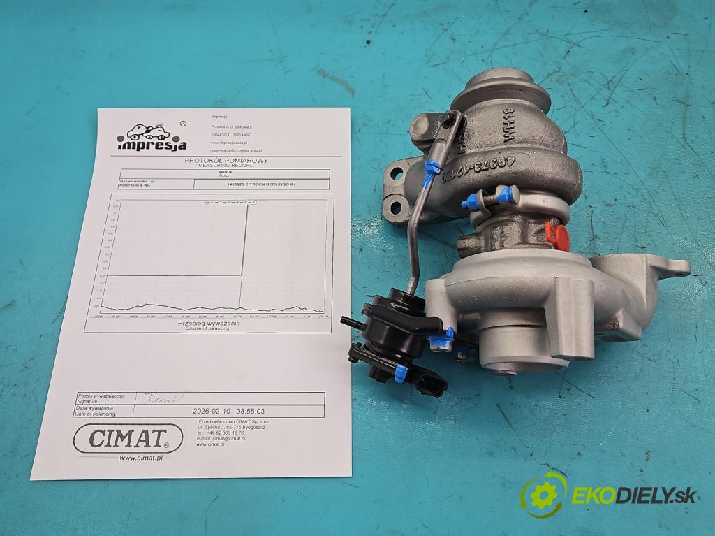 Citroen Berlingo II 2008-2018 1.6 hdi 92 HP manual 68 kW 1560 cm3 5- turbodúchadlo, turbo repasovaná 49373-02003