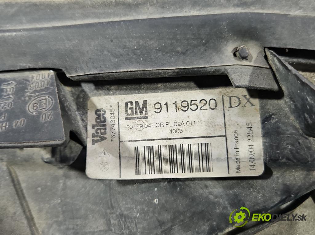 Opel Vectra B 1995-2002 1.8 16V 116 hp manual 85 kW 1796 cm3 4- světlo pravý 9119520 (Pravé přední světlo)