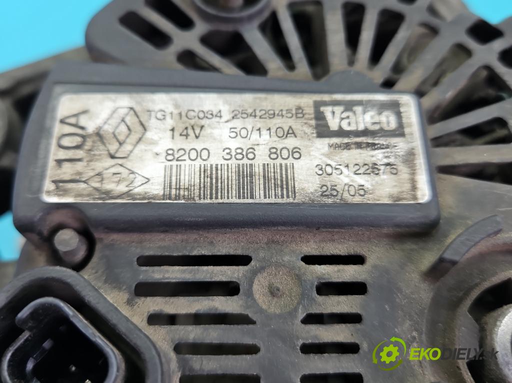 Renault Scenic II 2003-2009 1.6 16V 113 HP manual 83 kW 1598 cm3 5- Alternator 8200386806 (Alternátor)