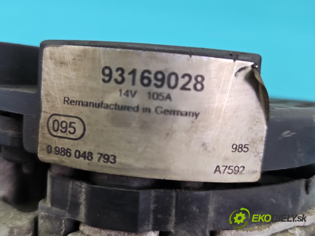 Opel Zafira B 2005-2014 1.9 cdti 120 HP manual 88 kW 1910 cm3 5- Alternator 93169028 (Alternátor)