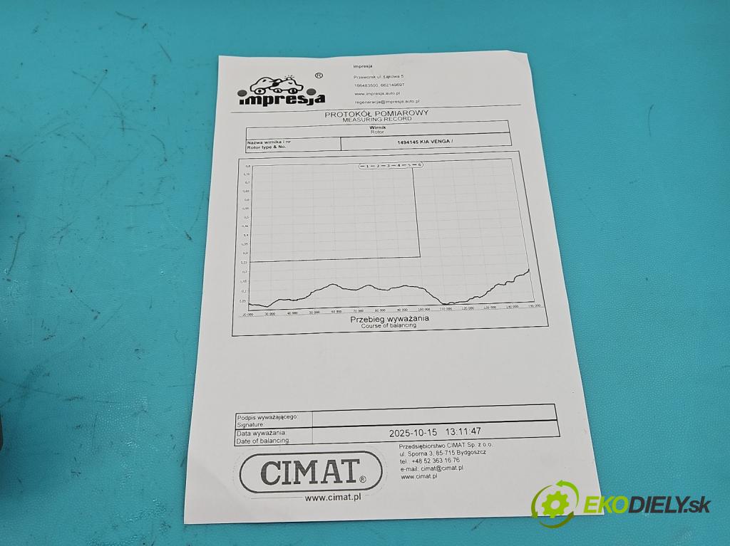 Kia Venga 1.4 crdi 75 HP manual 55 kW 1396 cm3 5- turbodúchadlo, turbo repasovaná 49173-02711