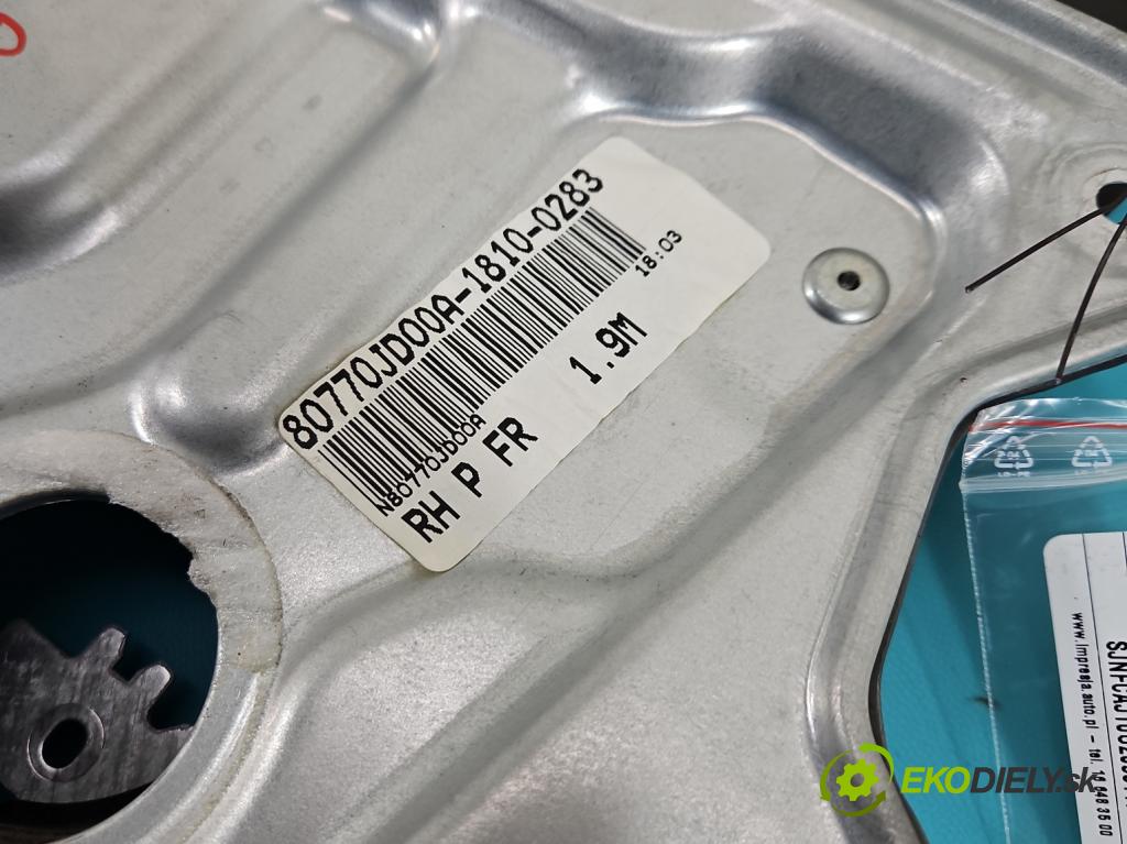 Nissan Qashqai I J10 2006-2013 1.5 dci 106 hp manual 78 kW 1461 cm3 5- mechanismus stahování přední pravý 80770JD00A