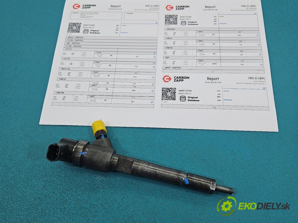 Fiat Doblo I 2001-2010 1.3 jtd 75 hp manual 55 kW 1248 cm3 5- vstřikovač 0445110183 (Vstřikovač paliva)