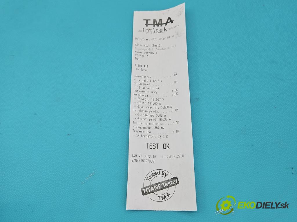 Vw Bora 1.9 tdi 116 HP manual 85 kW 1896 cm3 4- Alternator 038903023L (Alternátor)