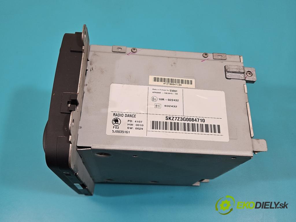 Skoda Fabia II 2007-2014 1.4 16V 86 HP manual 63 kW 1390 cm3 5- Radio originál 5J0035161