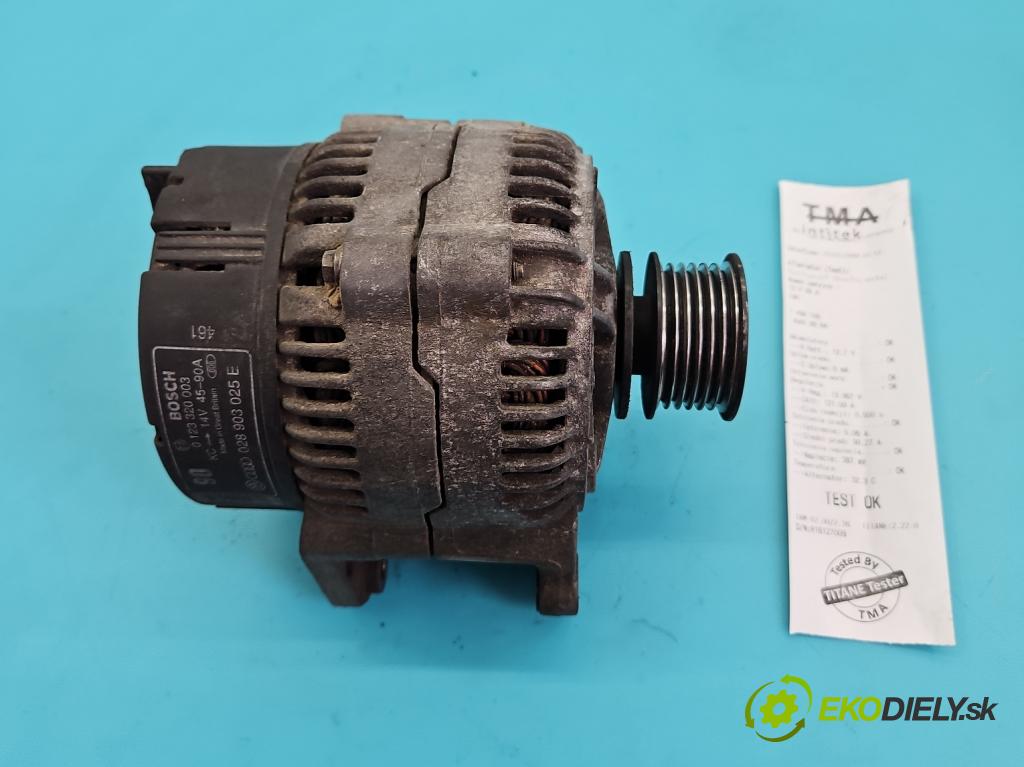 Audi 80 B4 1991-1994 1.9 tdi 90 HP manual 66 kW 1896 cm3 5- Alternator 0123320003 (Alternátor)