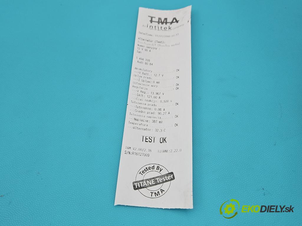 Audi 80 B4 1991-1994 1.9 tdi 90 HP manual 66 kW 1896 cm3 5- Alternator 0123320003 (Alternátor)