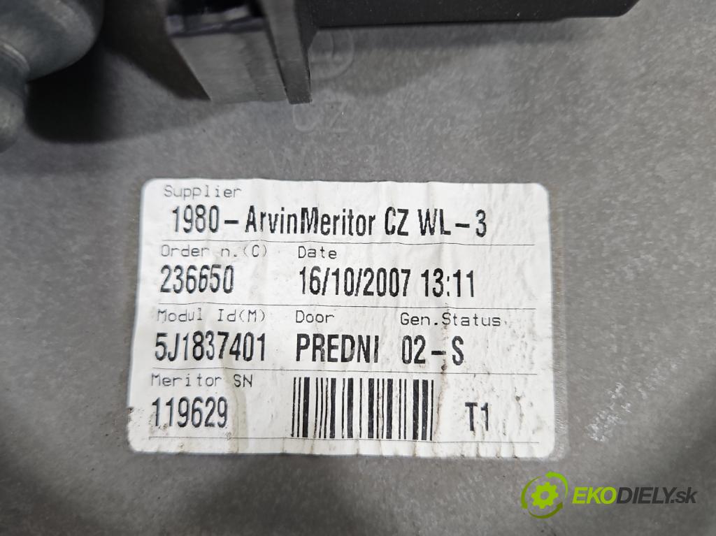 Skoda Fabia II 2007-2014 1.4 16V 86 hp manual 63 kW 1390 cm3 5- mechanismus stahování přední levý 6Y2959802