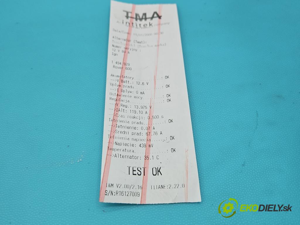 Rover 600 2.0 T 200 HP manual 147 kW 1994 cm3 4- Alternator YLE101870 (Alternátor)