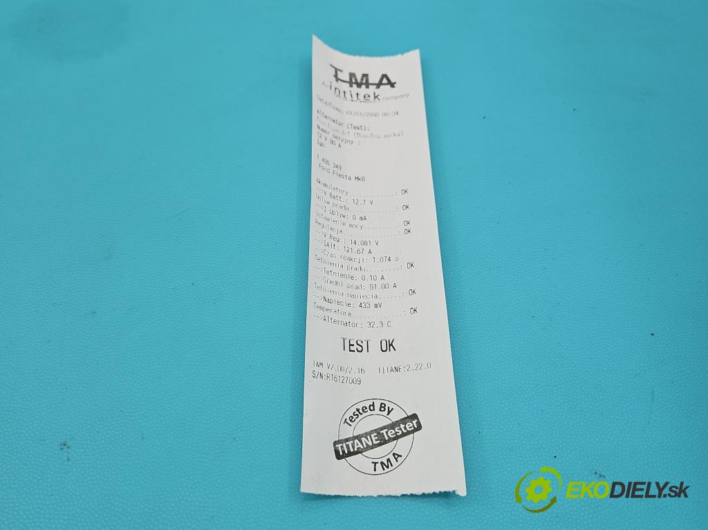 Ford Fiesta Mk6 2002-2008 1.2 16V 75 HP manual 55 kW 1242 cm3 5- Alternator 2S6T-10300-DB (Alternátor)