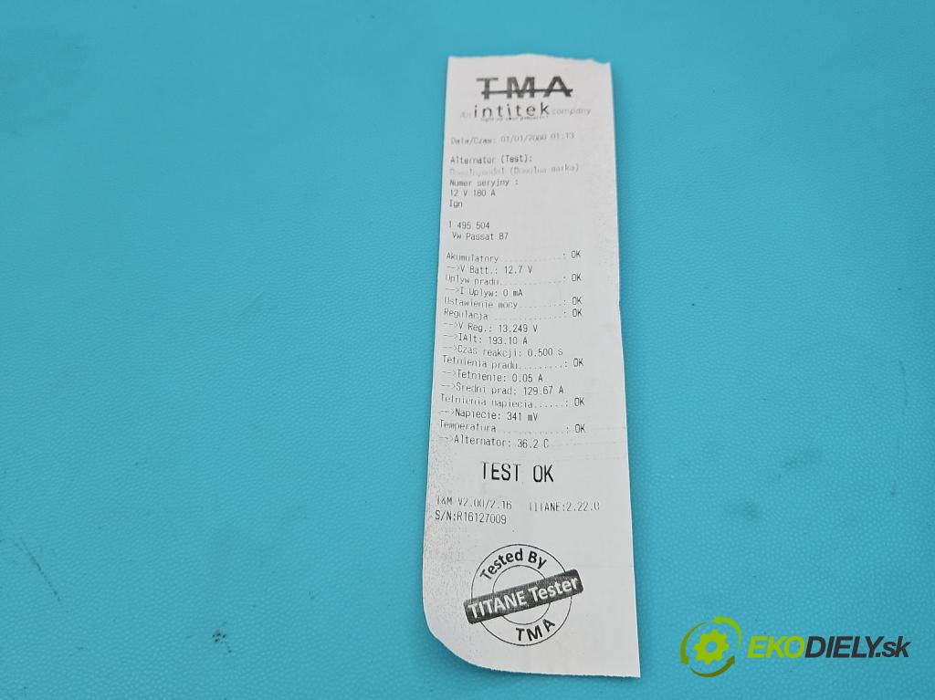 Vw Passat B7 2010-2014 2.0 tdi 140 HP automatic 103 kW 1968 cm3 5- Alternator 03L903024F (Alternátor)