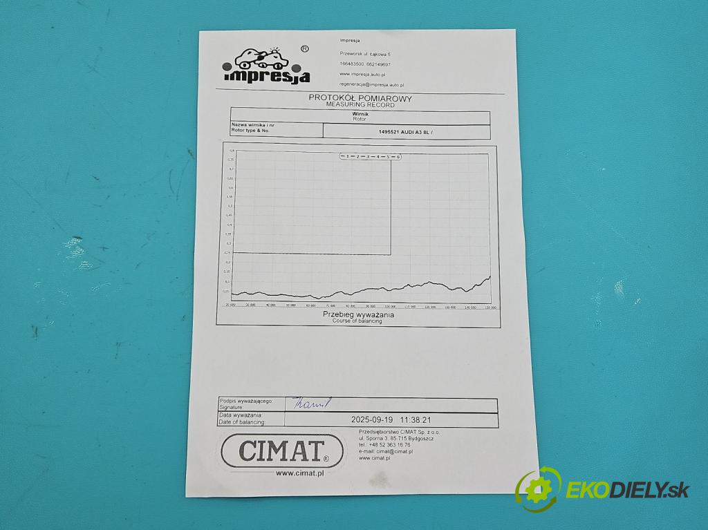 Audi A3 8L 1996-2003 1.8 T 150 hp manual 110 kW 1781 cm3 5- Turbodmychadlo repasováno K03-026