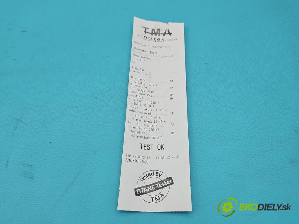 Vw Golf IV 1997-2003 1.8 20V 125 HP manual 92 kW 1781 cm3 5- Alternator 028903028D (Alternátor)