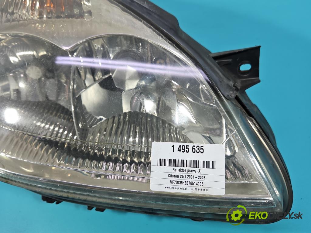 Citroen C5 I 2001-2008 2.0 hdi 109 HP manual 80 kW 1997 cm3 5- Reflektor: pravý 9632664780 (Svetlo predné pravé)