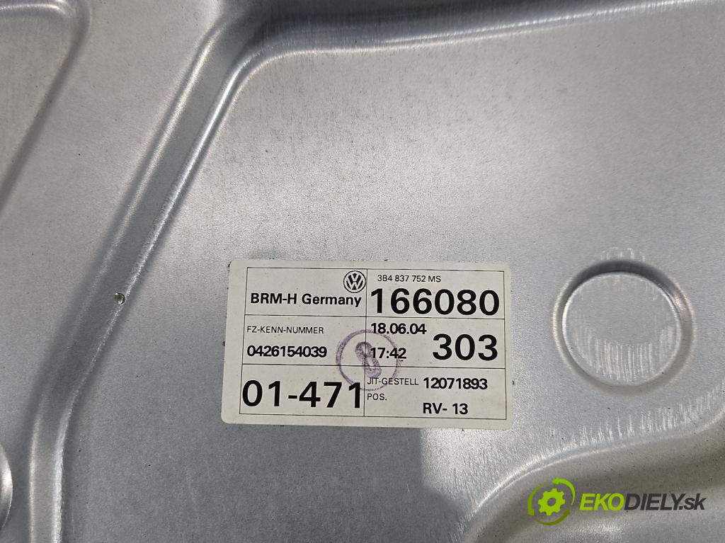Vw Passat B5 1995-2005 1.9 tdi 131 hp manual 96 kW 1896 cm3 4- mechanismus stahování přední pravý 3B4837752MS