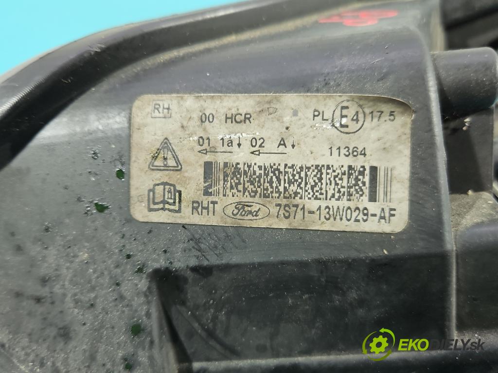 Ford Mondeo Mk4 2007-2014 2.0 tdci 131 HP automatic 96 kW 1997 cm3 5- Reflektor: pravý 7S71-13W029-AF (Svetlo predné pravé)