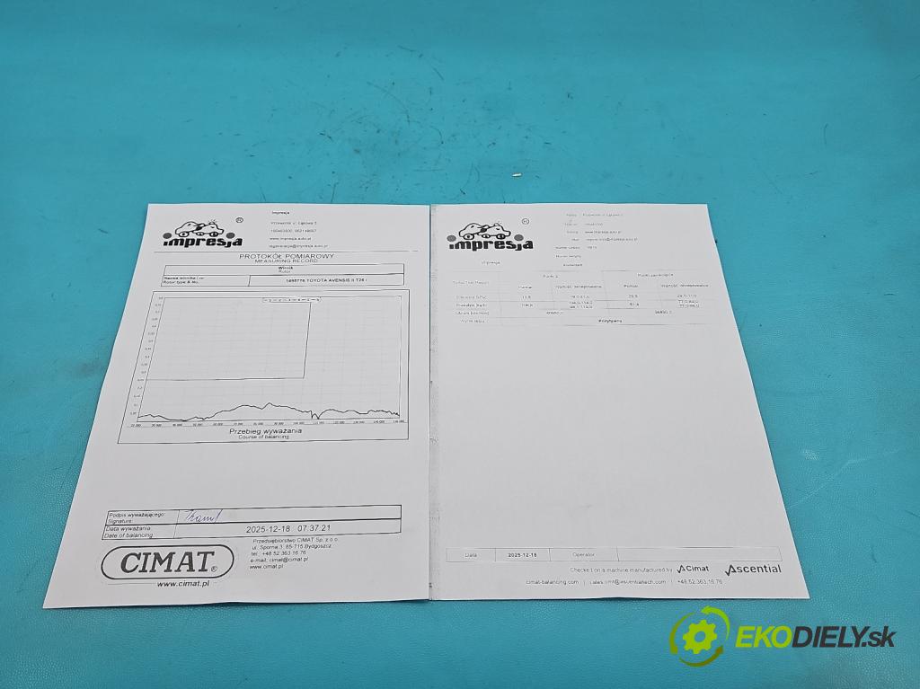 Toyota Avensis II T25 2003-2008 2.0 D4D 126 HP manual 93 kW 1998 cm3 5- turbodúchadlo, turbo repasovaná VB19