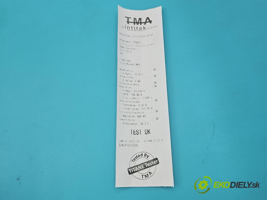 Ford Mondeo Mk4 2007-2014 2.0 tdci 131 HP automatic 96 kW 1997 cm3 5- Alternator 0121615021 (Alternátor)