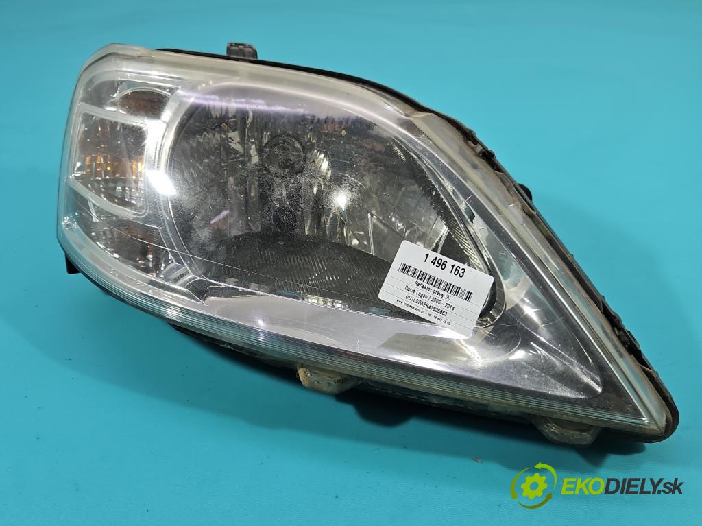 Dacia Logan I 2005-2014 1.4 8V 72 HP manual 53 kW 1390 cm3 4- Reflektor: pravý  (Svetlo predné pravé)