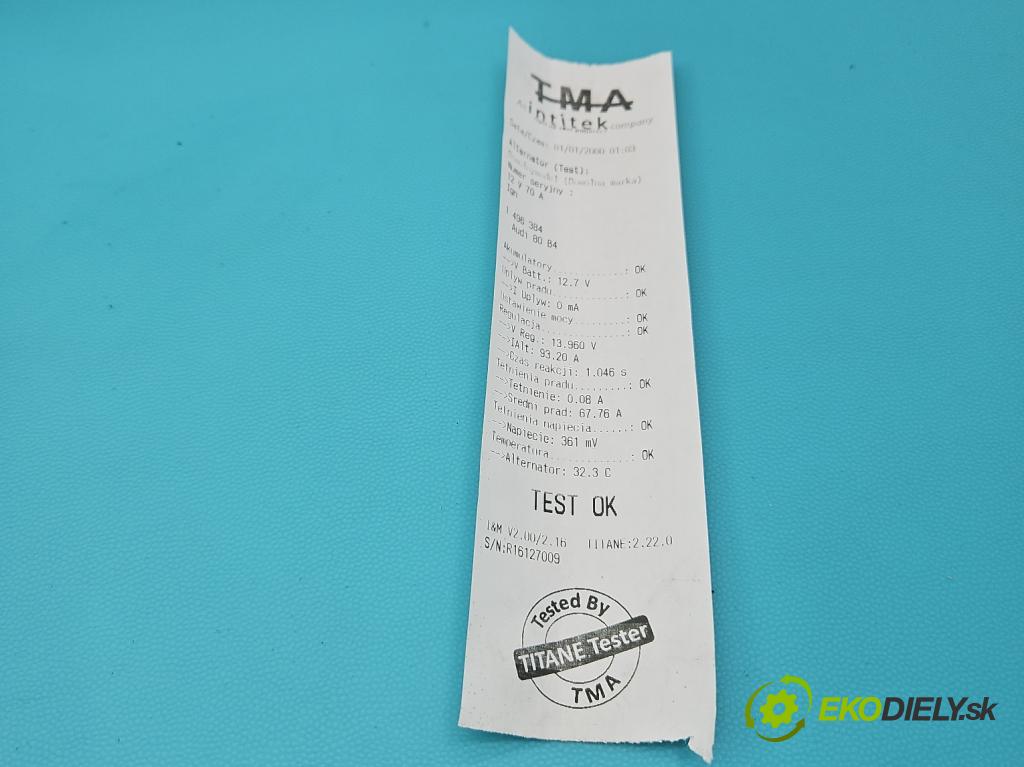 Audi 80 B4 1991-1994 1.9 tdi 90 HP manual 66 kW 1896 cm3 4- Alternator 028903025H (Alternátor)