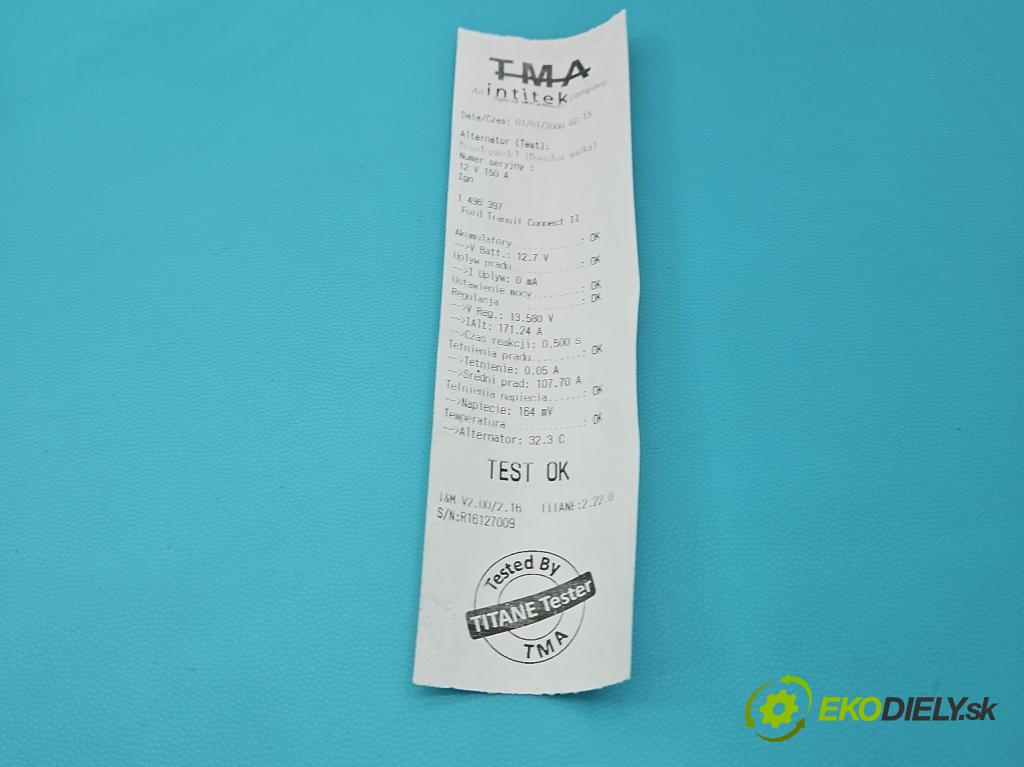 Ford Transit Connect II 2012-2022 1.5 tdci 120 HP manual 88,2 kW 1499 cm3 5- Alternator AV6N-10300-GD (Alternátor)