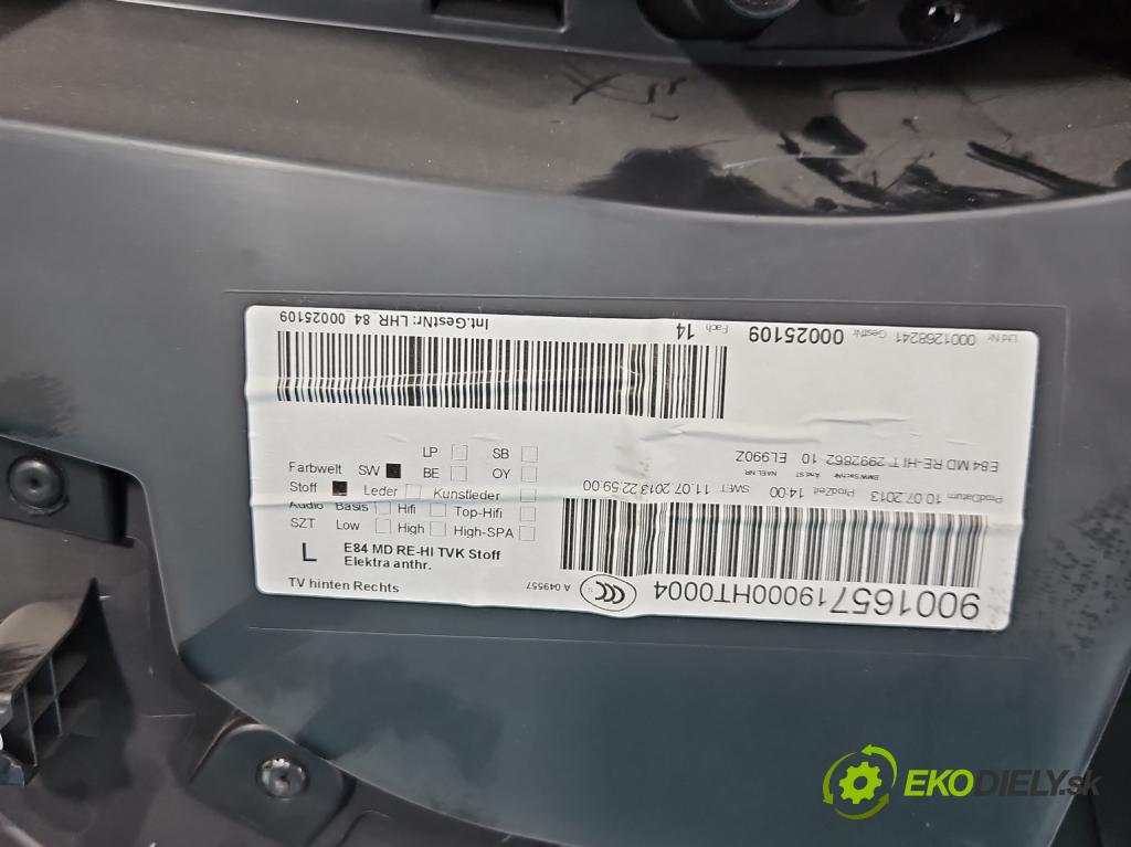 Bmw X1 E84 2009-2015 2.0d 143 hp automatic 105 kW 1995 cm3 5- Tapacír: dveře zadní pravé