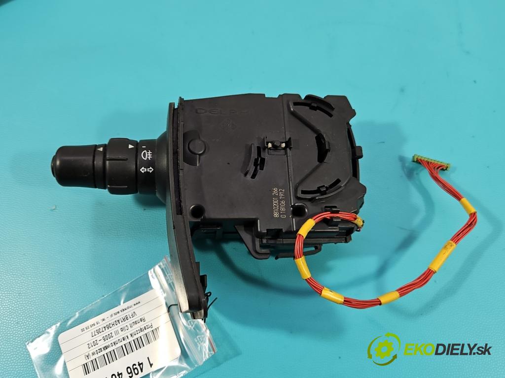 Renault Clio III 2005-2012 1.4 16V 98 HP manual 72 kW 1390 cm3 5- prepínač smeroviek 88102001266 (Prepínacie páčky pod volantom)
