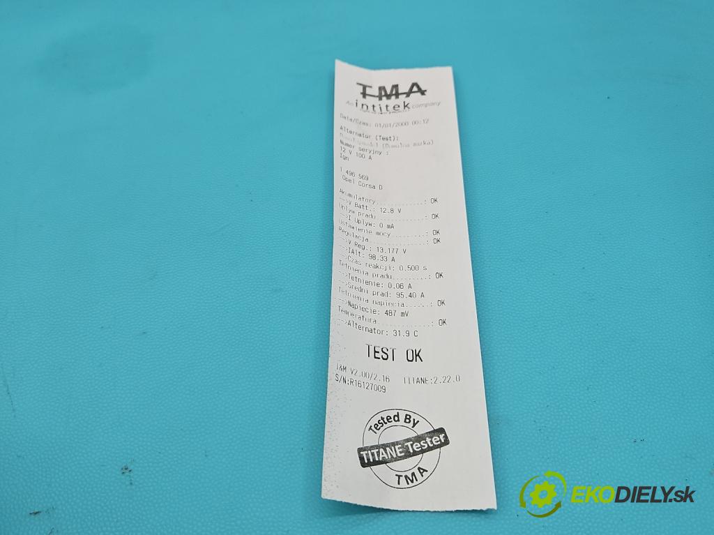 Opel Corsa D 2006-2014 1,3.0 cdti 90 HP manual 66 kW 1248 cm3 5- Alternator  (Alternátor)